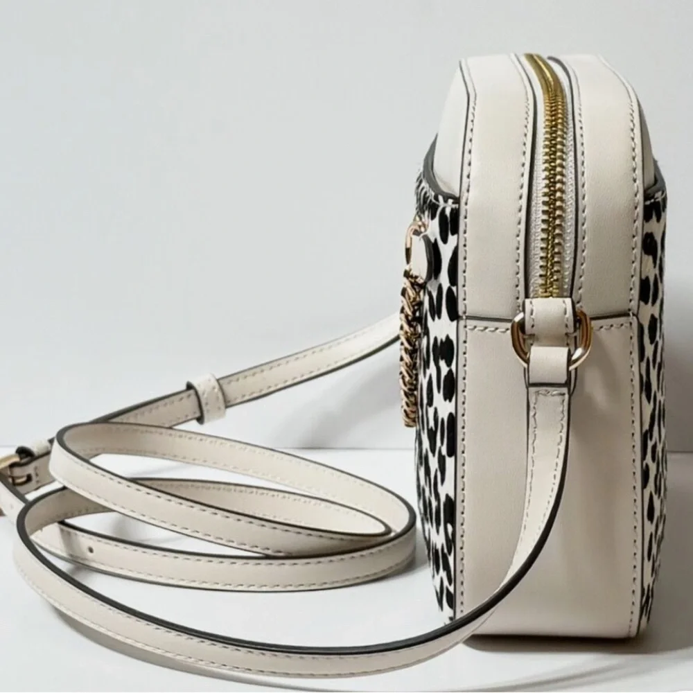 MICHAEL KORS JET SET ITEM CHAIN CROSSBODY BAG LIGHT CREAM MULTI CALF HAIR NWT - Picture 2 of 16